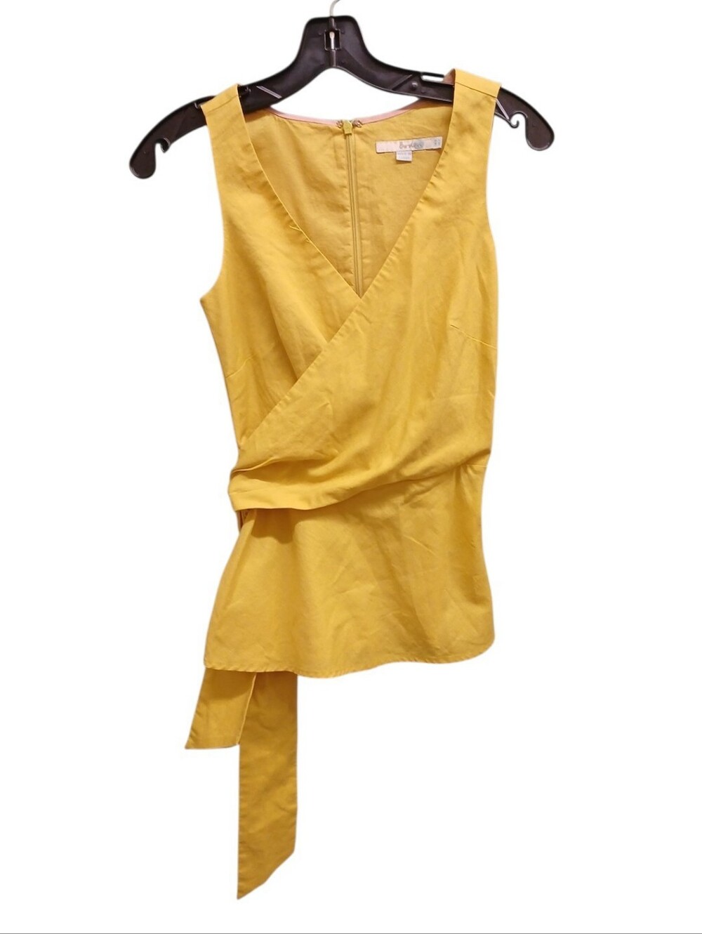 Boden Linen Cotton Blend Yellow Sleeveless Wrap Tie Waist Top Size 2